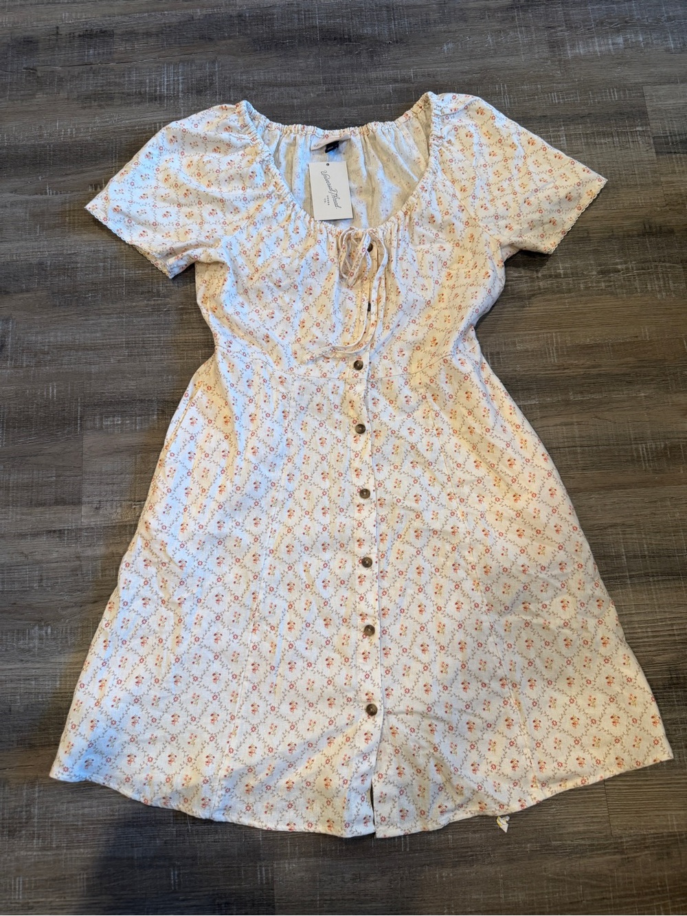 Universal Thread Cream Mini Dress with Pink Floral Print